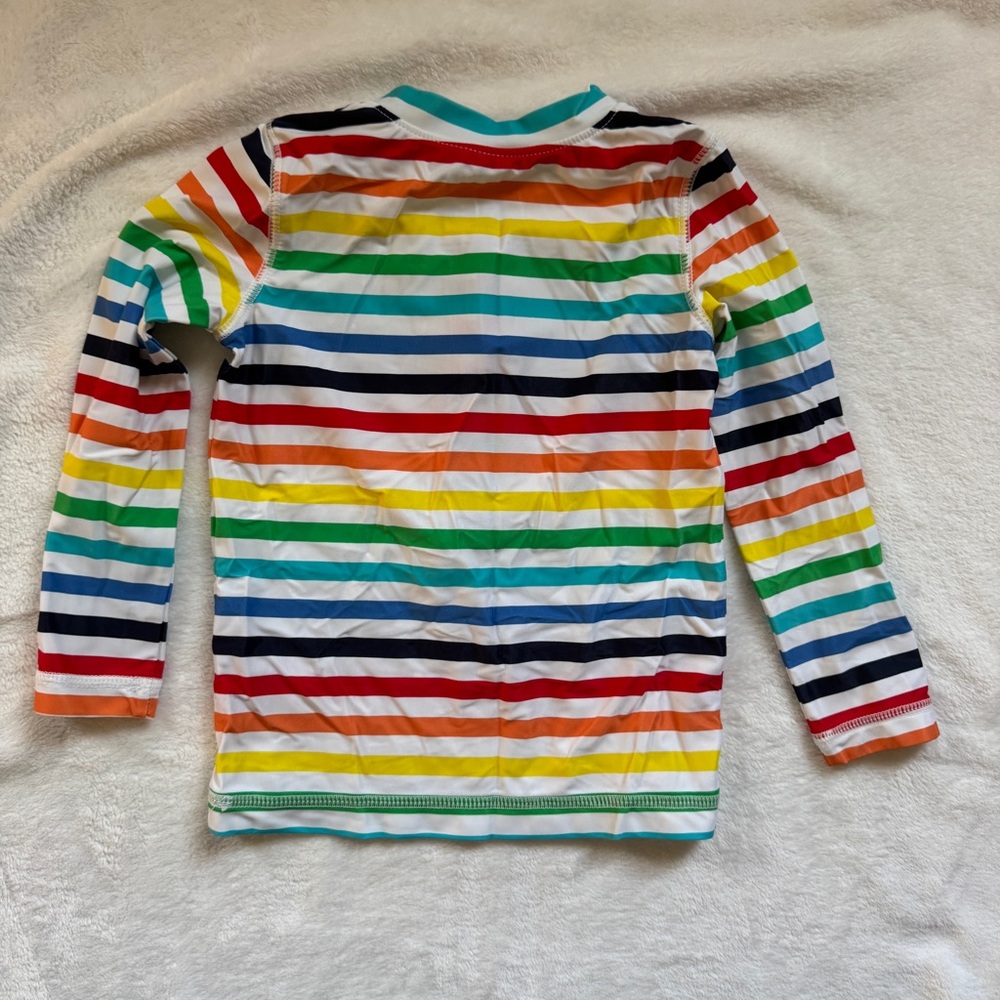 Primary Rainbow Striped Rash Guard Swim Top - Picture 3 of 3